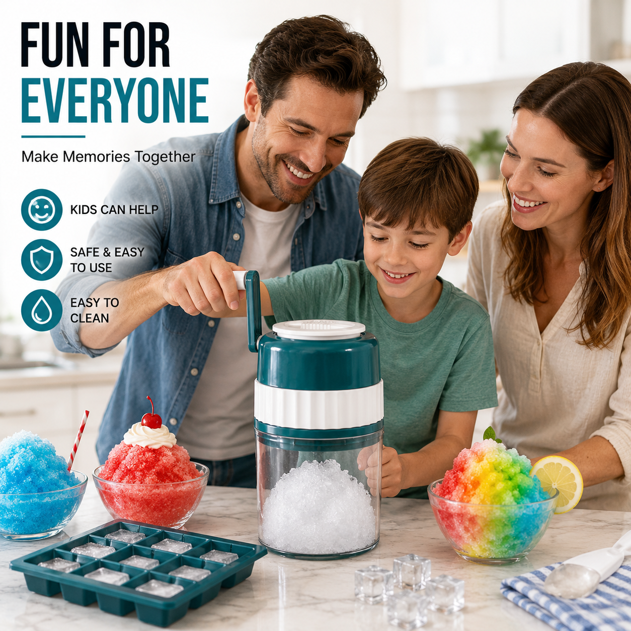 🍧 Manual Ice Shaver – Make Snow Cones Anywhere, No Electricity Needed