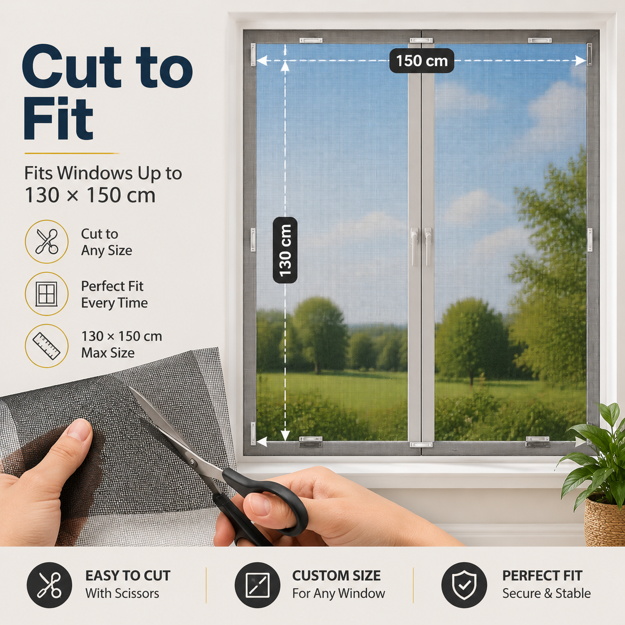 🪟 Magnetic Window Screen Kit – Cut-to-Fit No-Drill Mosquito Mesh for Any Window