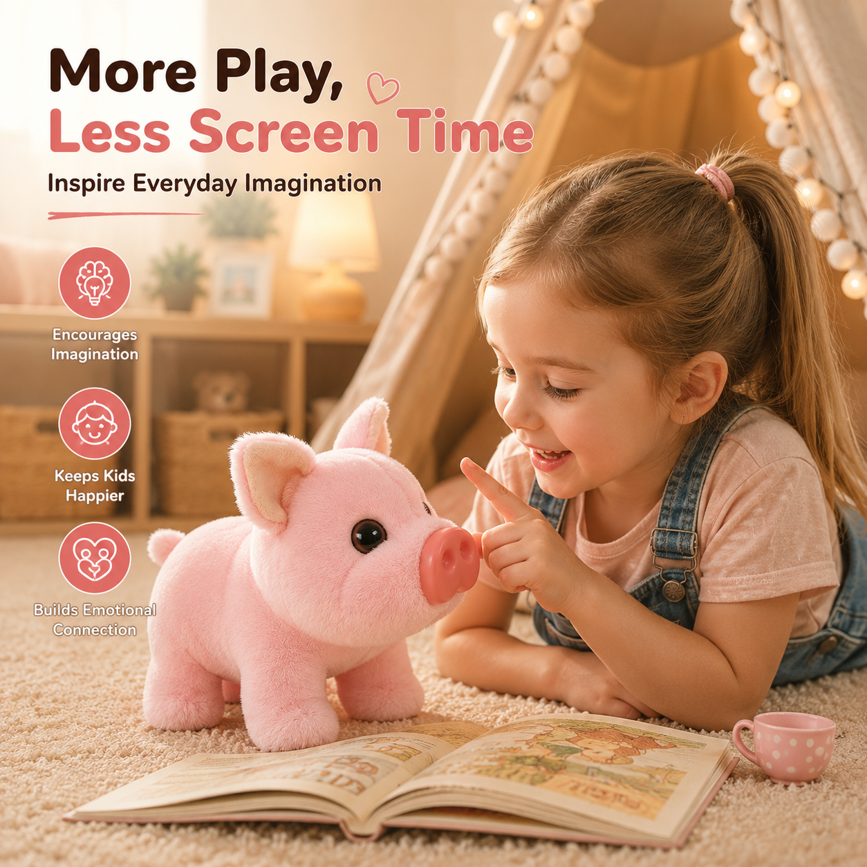 🐷 Hear It Oink! Interactive Plush Pig – The Cutest Cuddle Buddy Kids Can't Put Down 💖