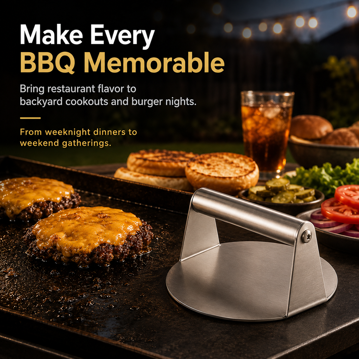 🍔 (2-Pack)-Stainless Steel Smash Burger Press – Make Restaurant-Style Crispy Burgers at Home