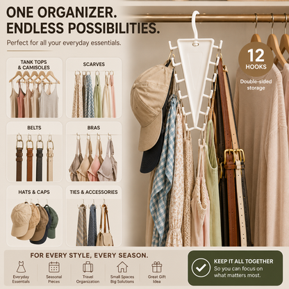 👚 12-Hook Rotating Closet Organizer – Save Space & Keep Accessories Organized