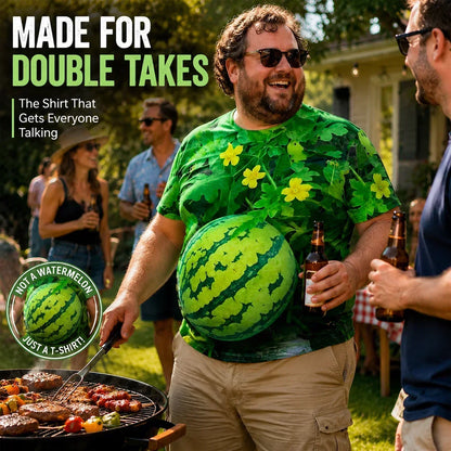 🍉 Funny 3D Watermelon T-Shirt for Men – 100% Cotton Summer Novelty Tee S–6XL