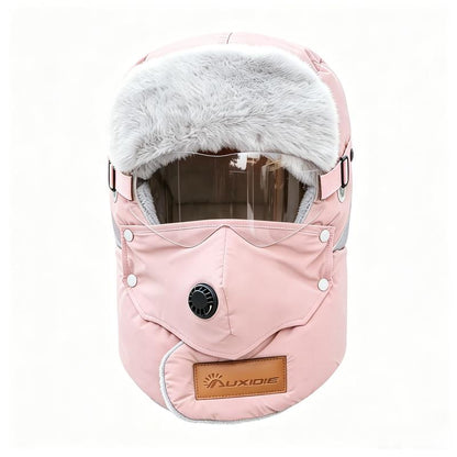 Unisex Outdoor Biking Hat with Goggles, Casual Style, Thick Inner Lining, Fleece Padding, Full Face Coverage, Warm Winter Sports & Outdoor Accessory