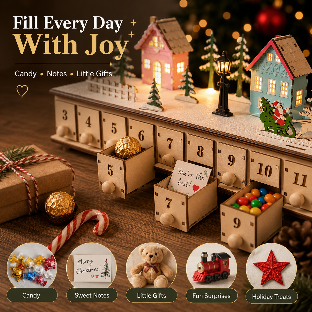 🎄 LED Christmas Village Advent Calendar – Create Magical Holiday Traditions