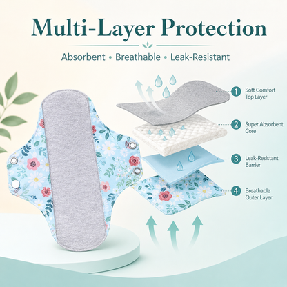 ✨6/12PCS Reusable Leak Protection Pads for Women – Soft, Washable & Breathable Daily Care