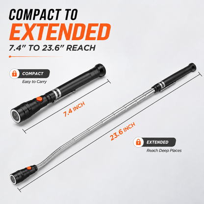 🔧 Never Lose Another Screw Again – Extendable Magnetic Pickup Tool with LED Light 🧲