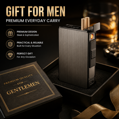 3-in-1 Multifunctional Cigarette Case | Windproof Electric & Gas Lighter EDC