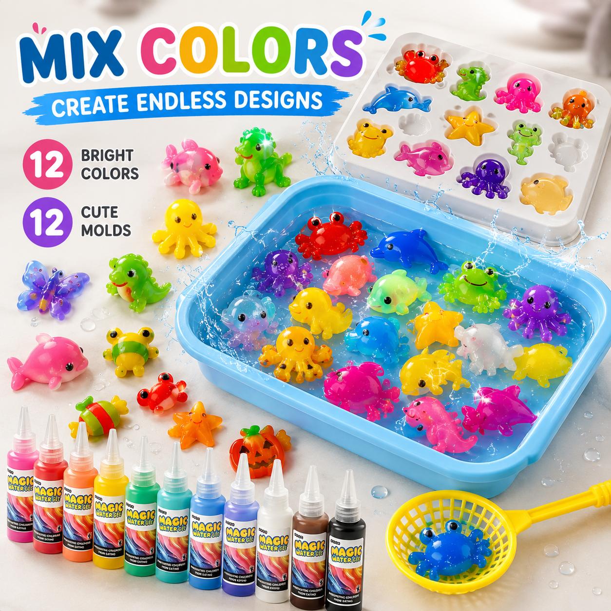🌈 Magic Water Pets Kit – Create, Splash & Collect Cute Water Creatures