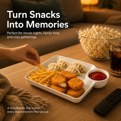 🍟 4PCS Snack Plate With Dip Compartment – Upgrade Your Snack Time With Easy Dipping & Better Sharing