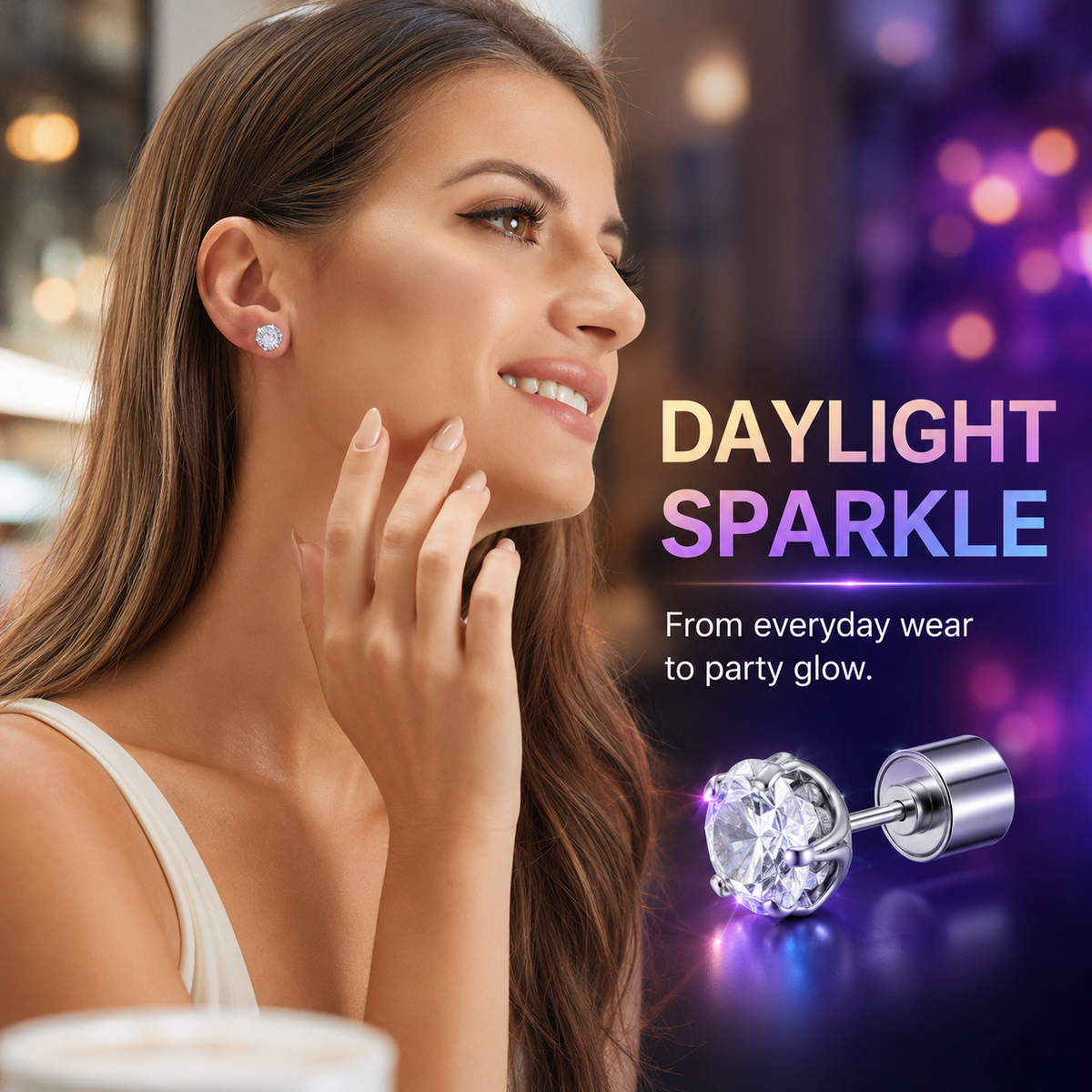 ✨ 7-Color LED Light-Up Crystal Stud Earrings – Party Glow Jewelry 💎
