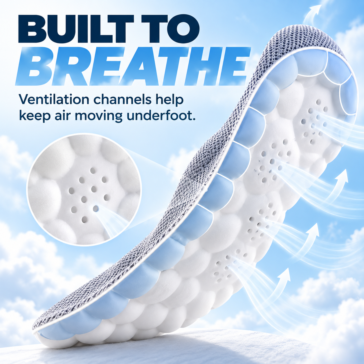 ☁️ 4D Cloud Comfort Insoles – Soft Cushioning & All-Day Support