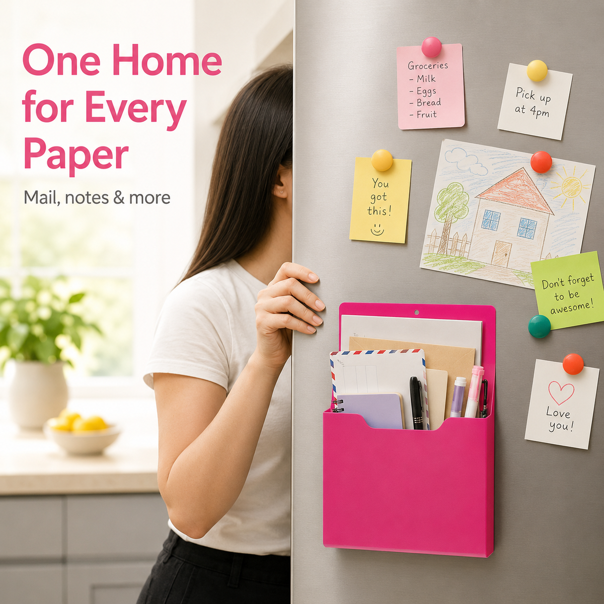 🧲 4pcs Magnetic File Organizer – Clear Clutter & Save Space