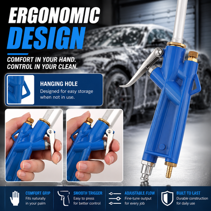 🔧 Long-Reach Pneumatic Engine Cleaning Gun – Air-Powered Siphon Sprayer for Tight Spaces
