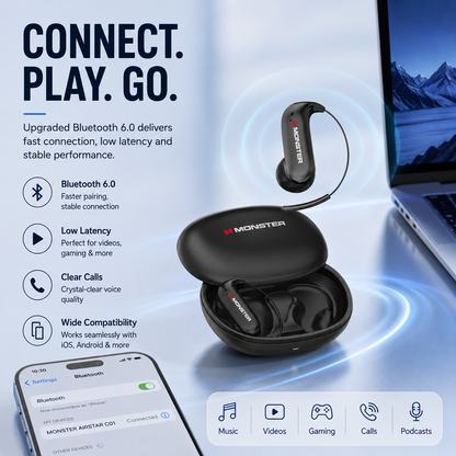 🎧 Ultra-Light Ear-Hook Wireless Earbuds – Secure Fit, Hi-Fi Sound & Long Battery Life