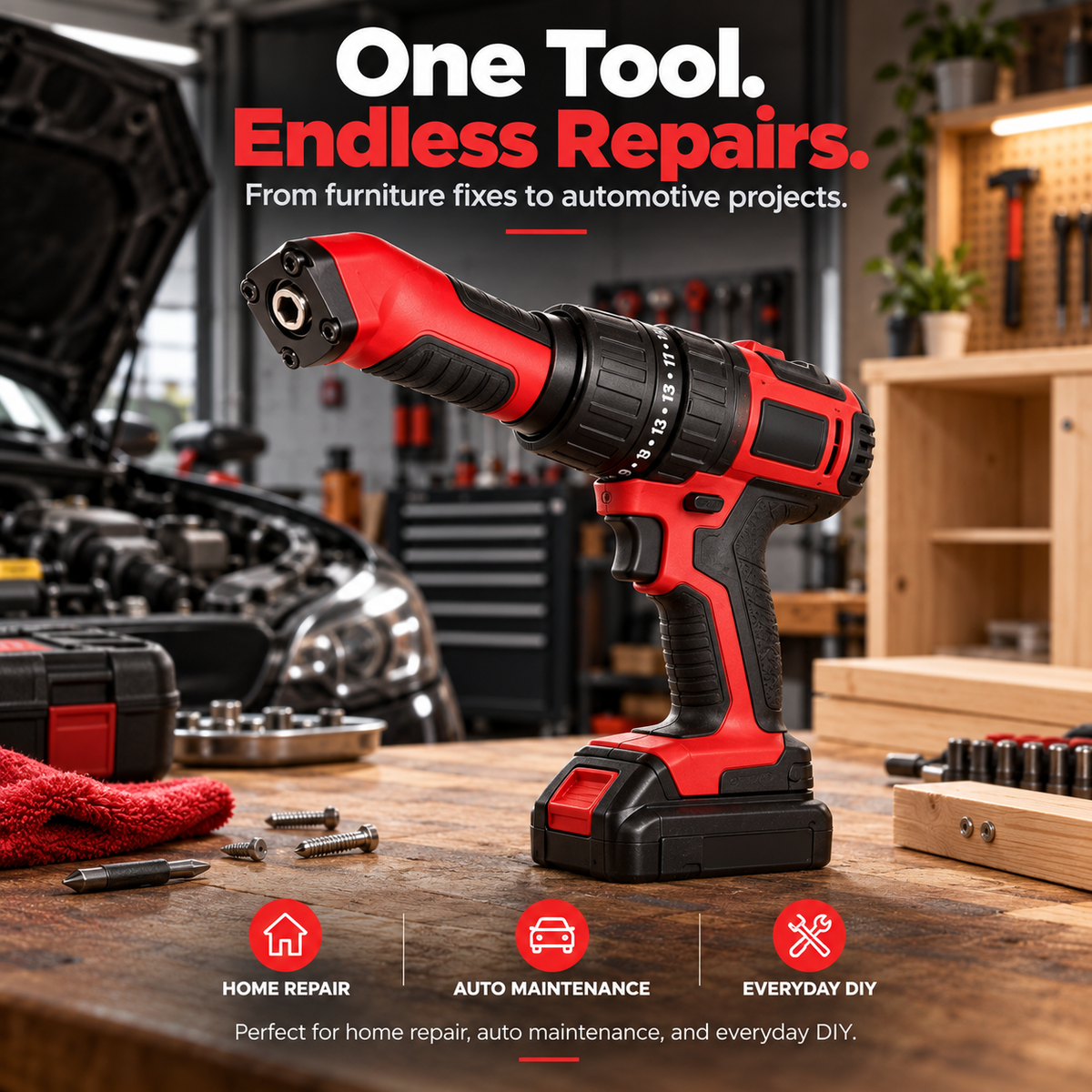 🔧 90° Right Angle Drill Adapter – Reach Tight Spaces Your Drill Can’t