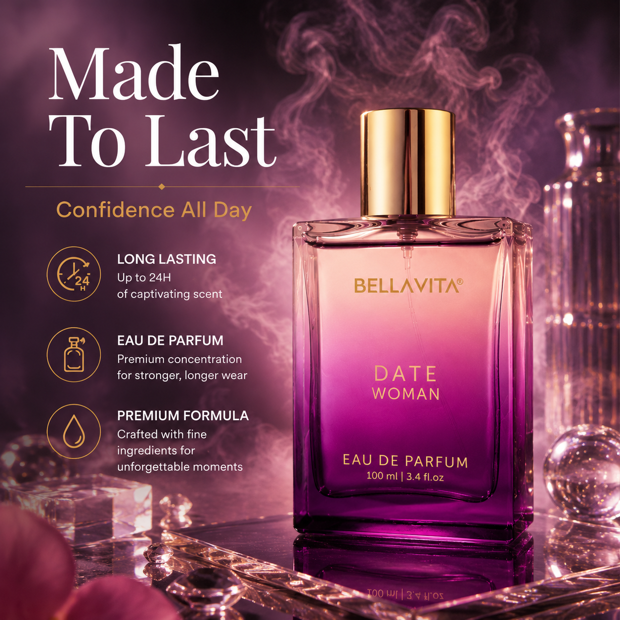 ✨ BellaVita Date Woman Eau De Parfum – Long-Lasting Luxury Perfume For Women (100ml)