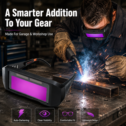 ⚡ Auto-Darkening Welding Goggles – Lightweight Wide-View Workshop Eyewear