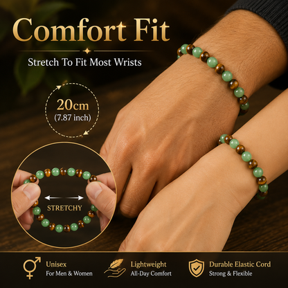 💰 Money Attraction Crystal Bracelet – Green Aventurine & Tiger Eye Lucky Beaded Bracelet for Abundance, Confidence & Everyday Wear