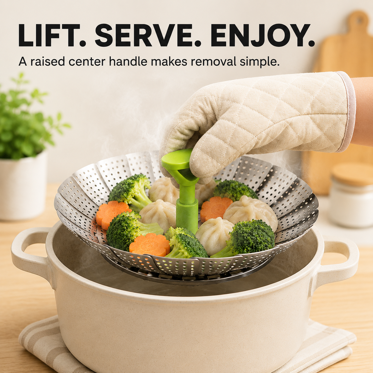 🥦 Expandable Steamer Basket – Turn Any Pot Into a Steamer