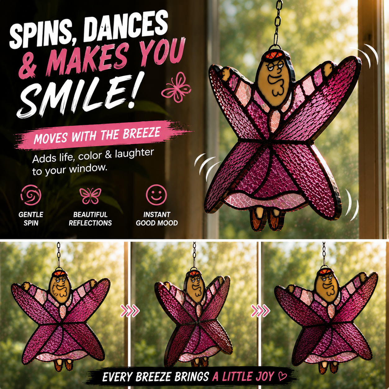 Peter Spinner  Funny Dancing Butterfly Suncatcher 🦋
