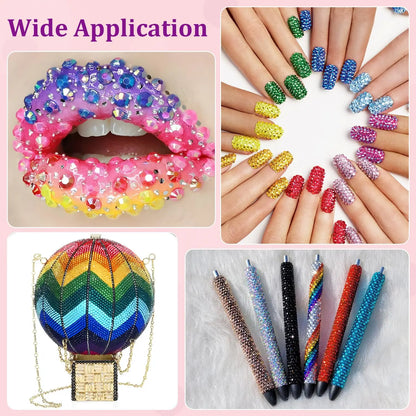 VIBRANT GEMS 32000Pcs Resin Rhinestones with Tweezers for Crafting Mixed-Color 3mm Bedazzling Crystal with Gifted Tools Jewelry