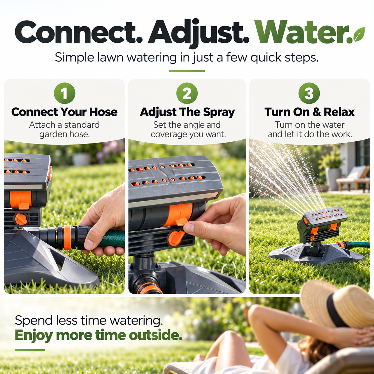 💦 Adjustable Oscillating Lawn Sprinkler – Easy Hands-Free Garden Watering
