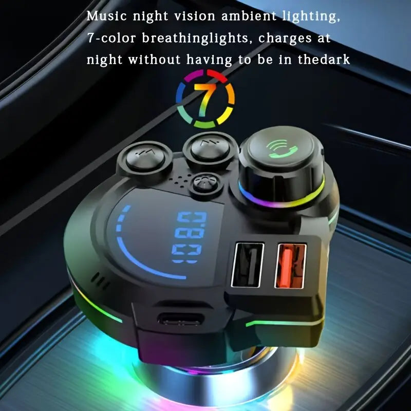 🔥 50% OFF TODAY ONLY ⚡ Car Bluetooth 5.3 FM Transmitter PD 30W Fast Charging • RGB Light • Dual USB • Hands-Free Calls