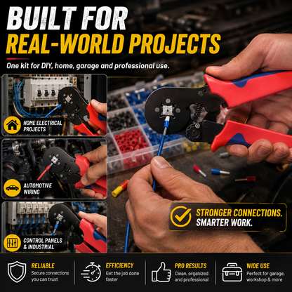 ⚡ Complete Ferrule Crimping Tool Kit with 1200 Wire Terminals