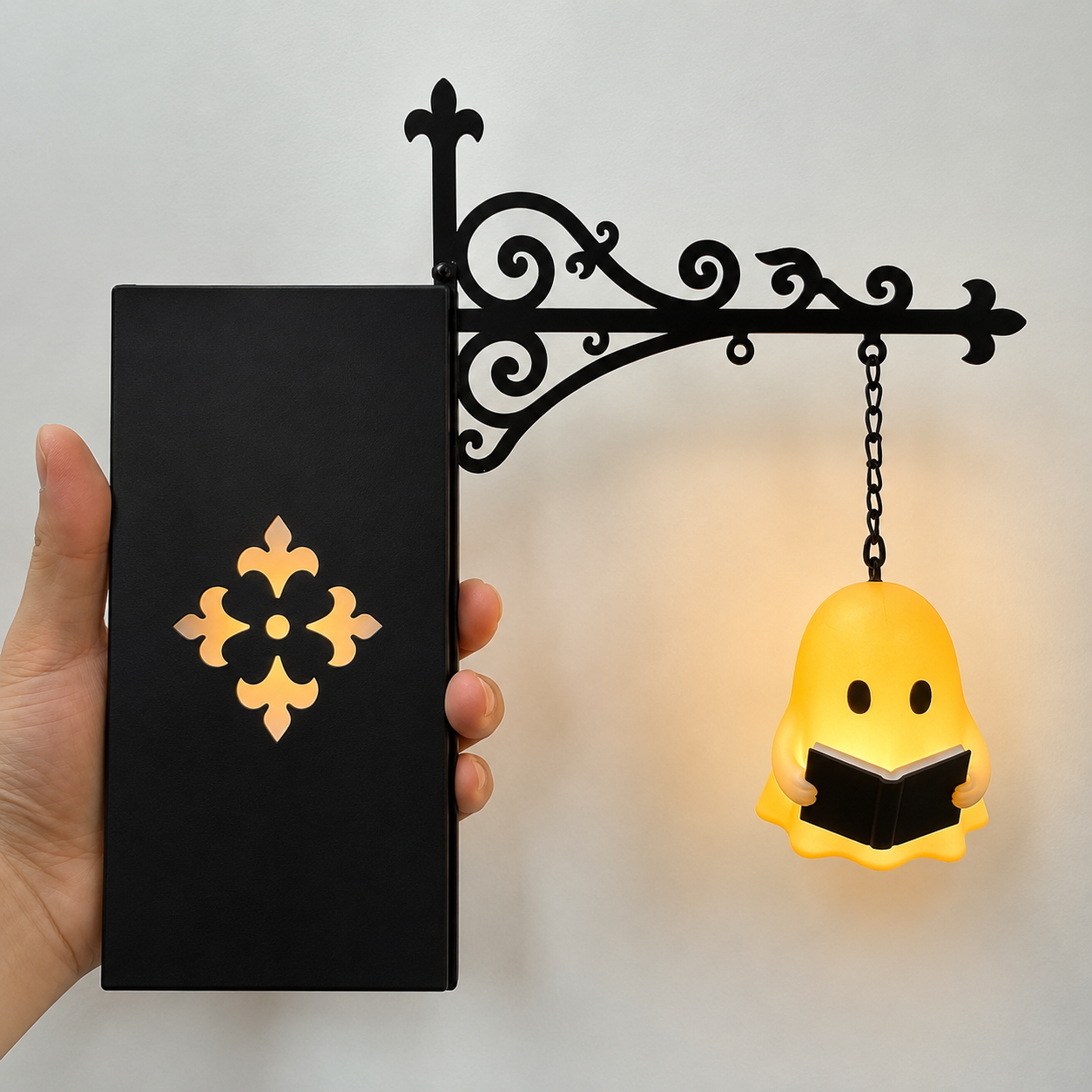 👻 Bookshelf Ghost Lantern Light – Cozy Reading Decor for Book Lovers