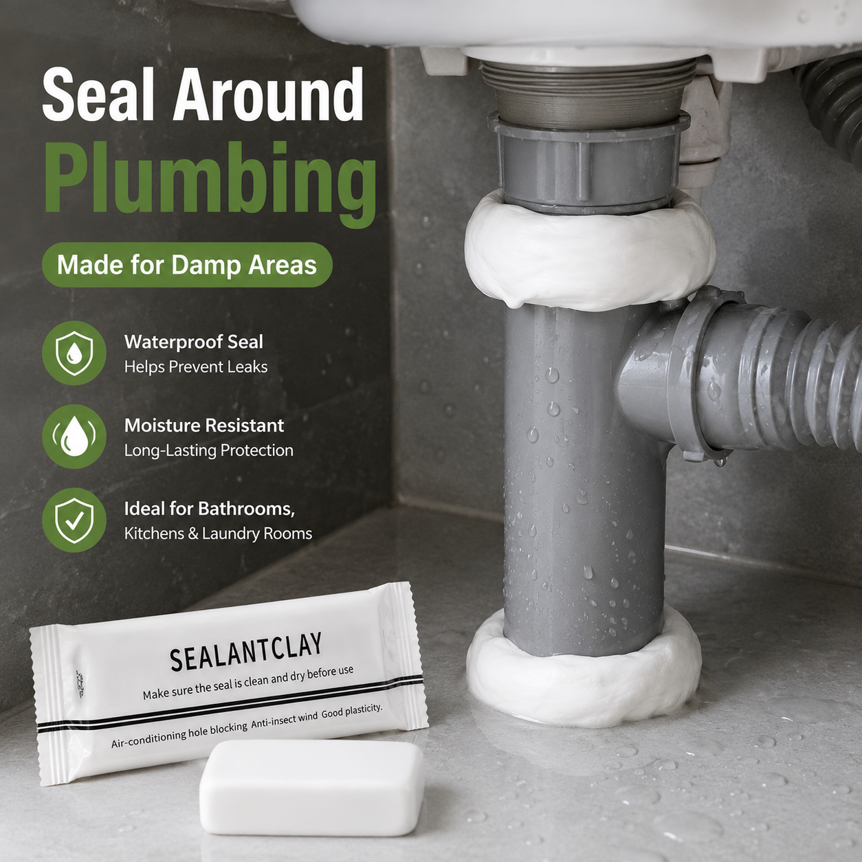 🔥 50% OFF | 10-Pack Wall Hole Repair Sealant Putty for AC Pipe Gaps, Wall Cracks & Plumbing Repairs