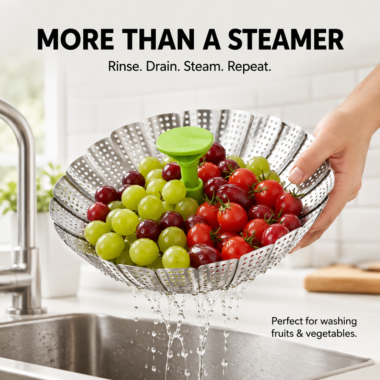 🥦 Expandable Steamer Basket – Turn Any Pot Into a Steamer