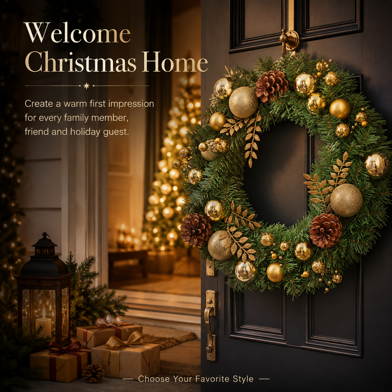 🎄 17.7" Christmas Wreath – Instant Holiday Magic for Your Home