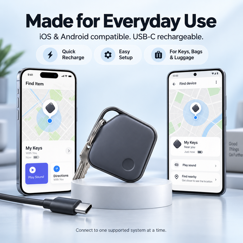 Smart Rechargeable Anti-Lost Tracker for Keys, Bags & Luggage