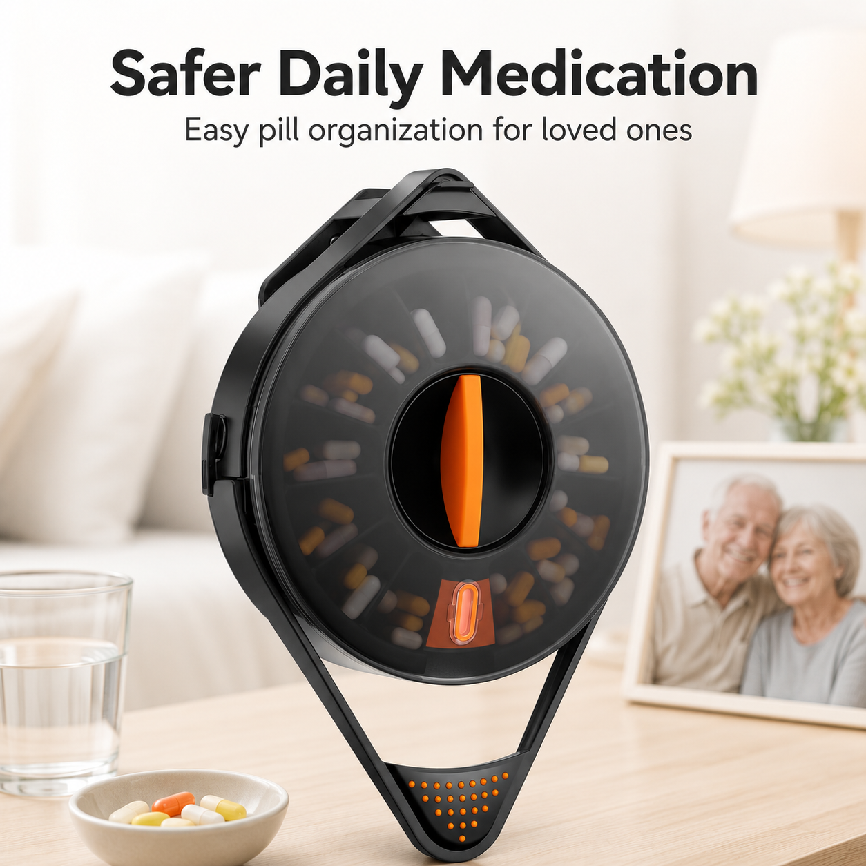Fullicon Pill Dispenser with 14 Large Compartments and Child-Proof Lock