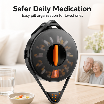 Fullicon Pill Dispenser with 14 Large Compartments and Child-Proof Lock