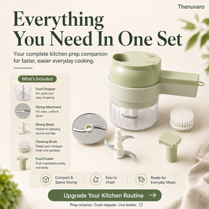 🥗 4-in-1 Handheld Food Chopper – Chop, Slice & Mix Faster for Effortless Everyday Cooking