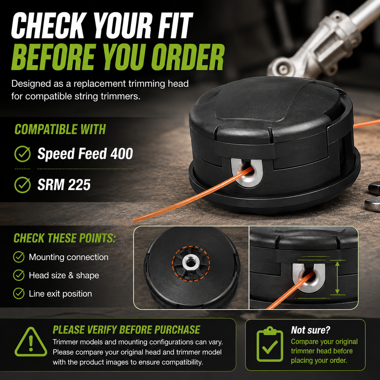 🌿 Replacement String Trimmer Head – Easy Reload for Smooth Yard Trimming