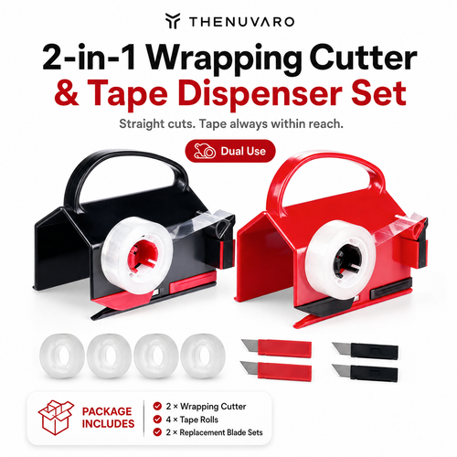 🎁 Buy 1 Get 2 Free – 2-in-1 Wrapping Cutter & Tape Dispenser