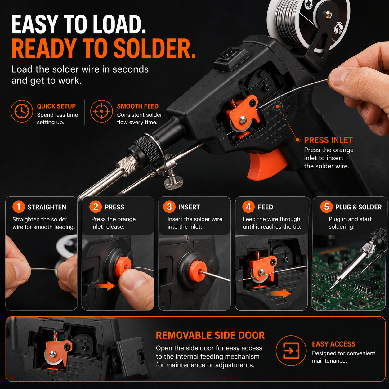 🔥 One-Hand Trigger-Feed Soldering Gun – Easy Soldering for DIY & Electronics Repair