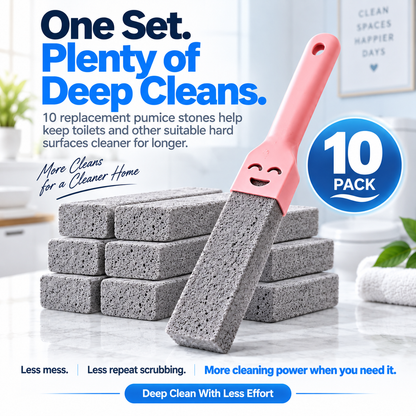 10-Pack Long-Handle Pumice Stone Toilet Cleaner – Hard Water Ring & Limescale Remover