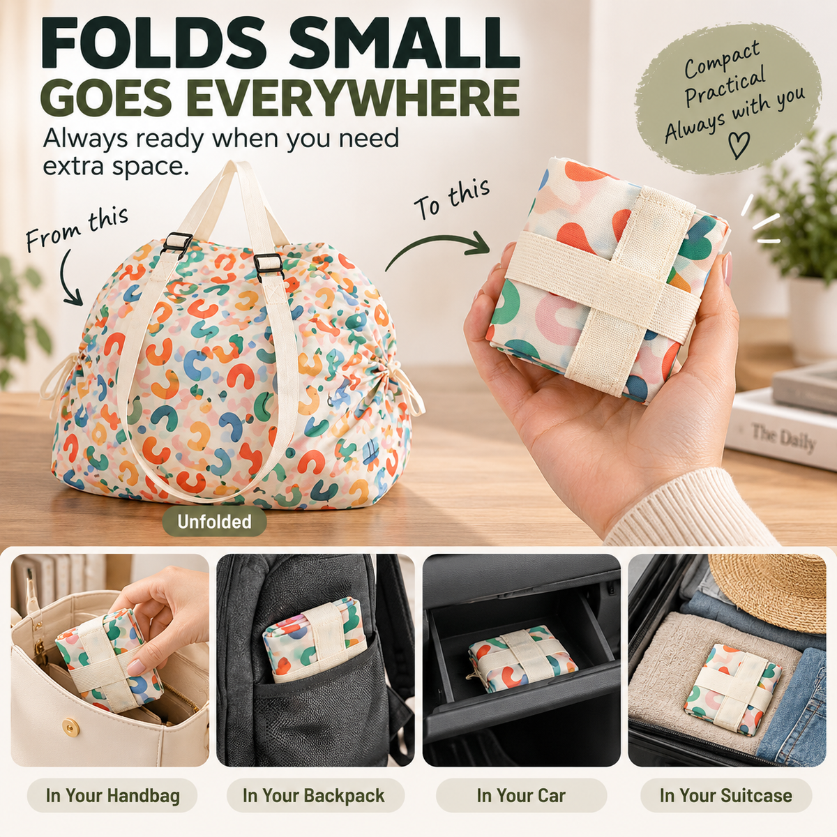🛍️ Extra-Large Foldable Shopping Bag – Lightweight, Water-Resistant & Portable