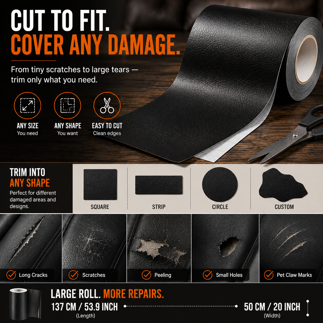 ✨ Self-Adhesive Leather Repair Roll – Quick Fix for Sofas, Car Seats & Chairs