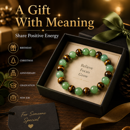 💰 Money Attraction Crystal Bracelet – Green Aventurine & Tiger Eye Lucky Beaded Bracelet for Abundance, Confidence & Everyday Wear