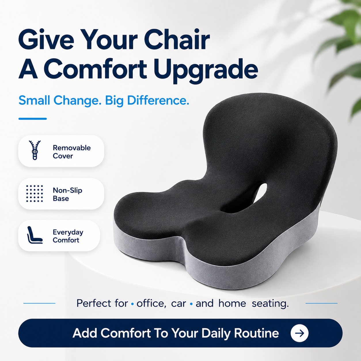 🪑 Ergonomic Memory Foam Seat Cushion – Ultimate Comfort Support for Office, Car & Home