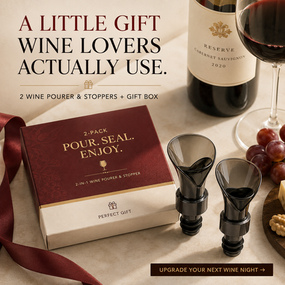 🍷 2-Pack 2-in-1 Wine Pourer & Stopper – No-Drip Pour & Easy Seal