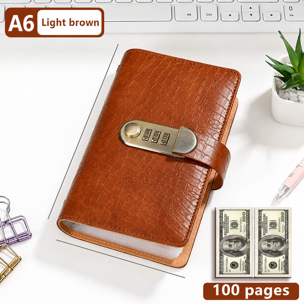 💵 100-Envelope Savings Challenge Binder with Password Lock – Secure Cash Organizer