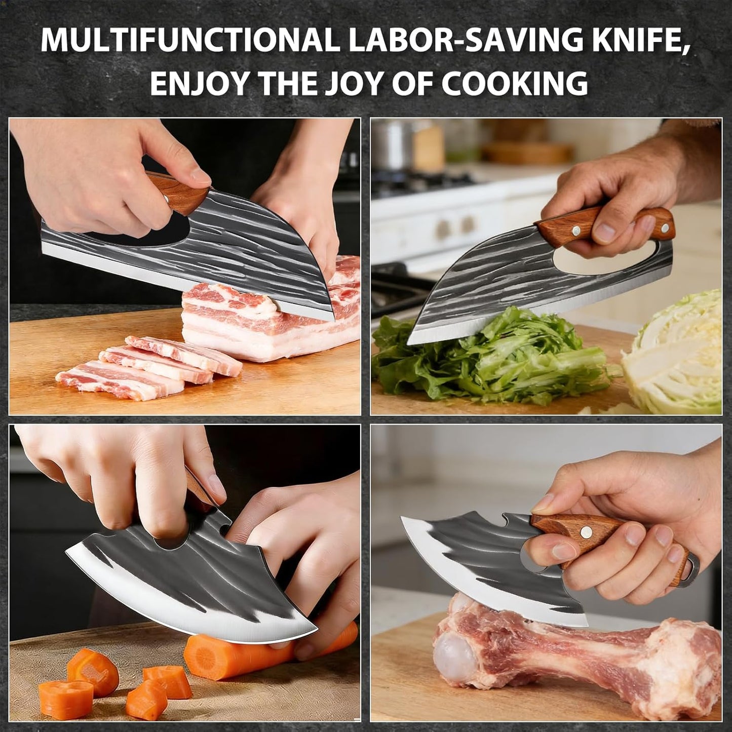 Buy 1 Get 1 Free Forged Kitchen Knife Set - Sharp Durable Meat Cleaver Chef Knife