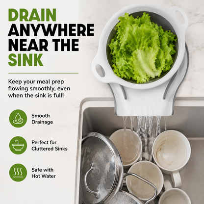 🥗 Collapsible Colander Set With Self-Draining Base | Space Saving Kitchen Strainer
