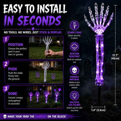 💀 Glowing Skeleton Hand Yard Lights – Turn Your Walkway Into a Haunted Graveyard