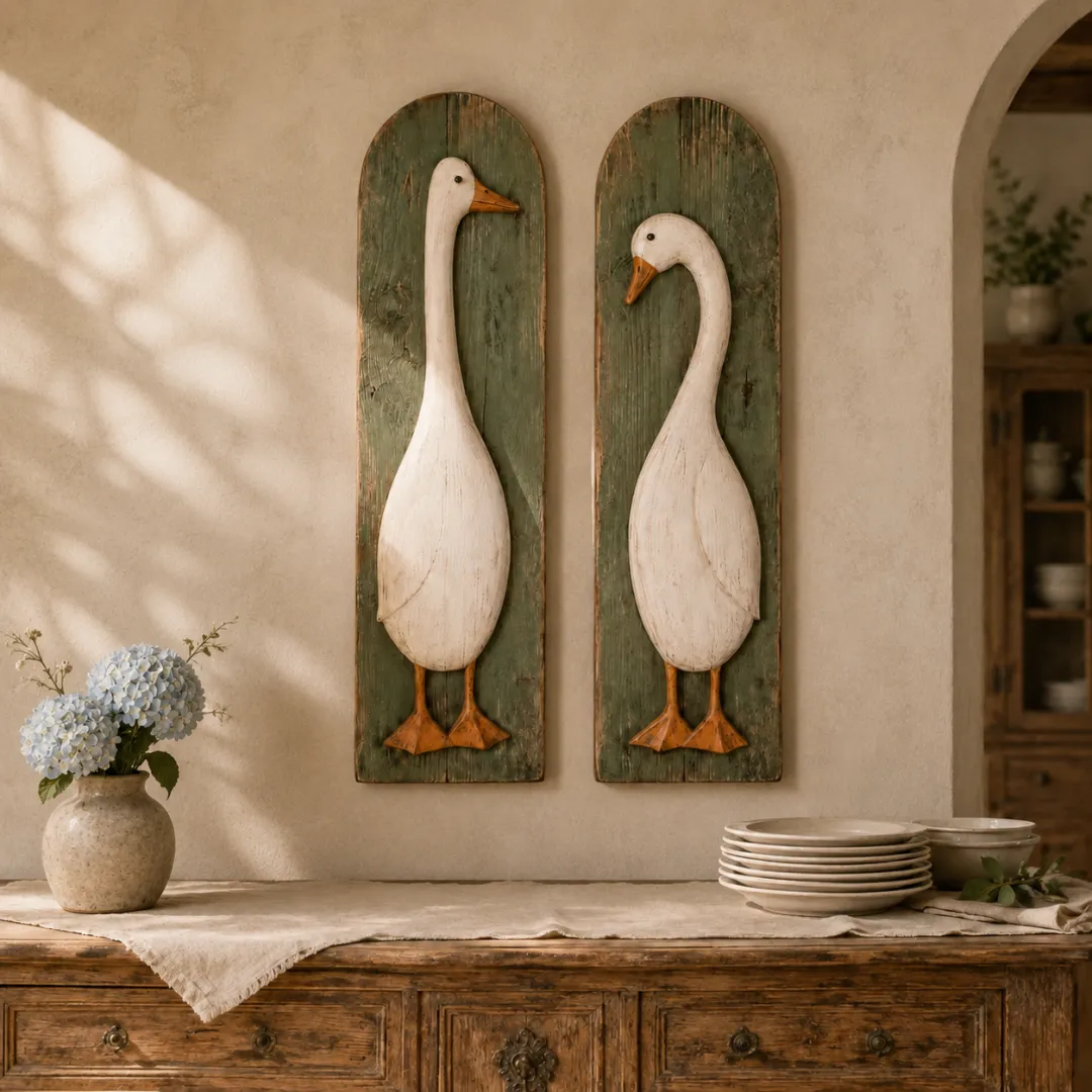 Rustic Goose Wall Decor In Farmhouse Kitchen